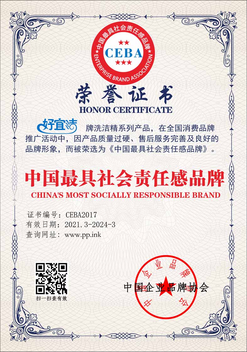 中国最具社会责任感品牌证书样板(图1)